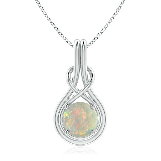 Solitaire Natural Oval Opal Infinity Drop Necklace Pendant Necklace for Women October Birthstone 
